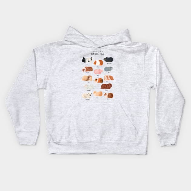 Guinea Pig Breed Chart Kids Hoodie by Delaserratoyou